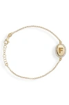 Meshmerise Diamond Initial Disc Bracelet In Yellow-f