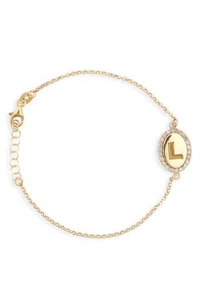 Meshmerise Diamond Initial Disc Bracelet In Gold