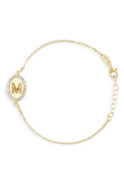 Meshmerise Diamond Initial Disc Bracelet In Gold