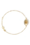 Meshmerise Diamond Initial Disc Bracelet In Yellow-w