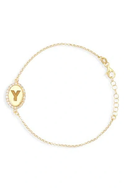 Meshmerise Diamond Initial Disc Bracelet In Yellow-y