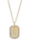 Meshmerise Diamond Initial Dog Tag Pendant Necklace In Gold