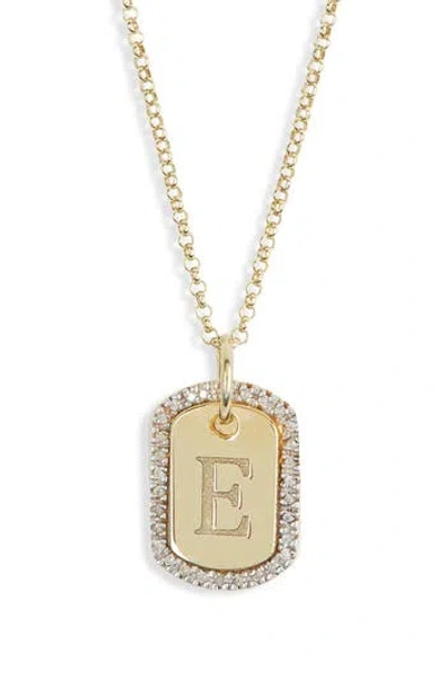 Meshmerise Diamond Initial Dog Tag Pendant Necklace In Gold