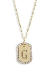 Meshmerise Diamond Initial Dog Tag Pendant Necklace In Gold