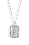 Meshmerise Diamond Initial Dog Tag Pendant Necklace In Silver