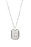 Meshmerise Diamond Initial Dog Tag Pendant Necklace In White-c