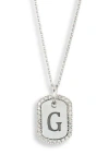 Meshmerise Diamond Initial Dog Tag Pendant Necklace In White-g
