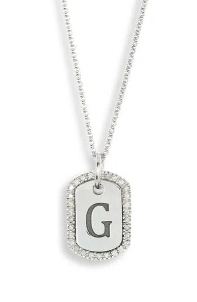 Meshmerise Diamond Initial Dog Tag Pendant Necklace In Gray