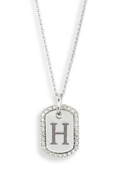 Meshmerise Diamond Initial Dog Tag Pendant Necklace In Gray