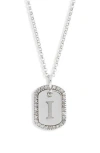 Meshmerise Diamond Initial Dog Tag Pendant Necklace In White-i