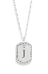 Meshmerise Diamond Initial Dog Tag Pendant Necklace In White-j