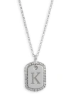 Meshmerise Diamond Initial Dog Tag Pendant Necklace In White-k