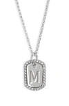 Meshmerise Diamond Initial Dog Tag Pendant Necklace In White-m