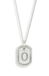 Meshmerise Diamond Initial Dog Tag Pendant Necklace In White-o