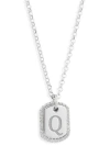 Meshmerise Diamond Initial Dog Tag Pendant Necklace In White-q