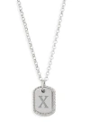 Meshmerise Diamond Initial Dog Tag Pendant Necklace In White-x
