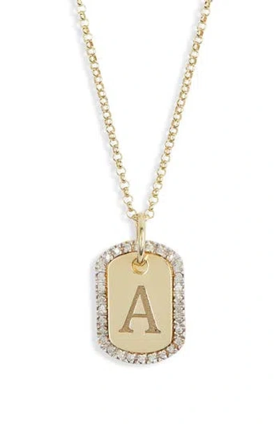 Meshmerise Diamond Initial Dog Tag Pendant Necklace In Yellow-a