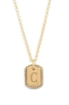 Meshmerise Diamond Initial Dog Tag Pendant Necklace In Yellow-c