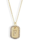 Meshmerise Diamond Initial Dog Tag Pendant Necklace In Yellow-f