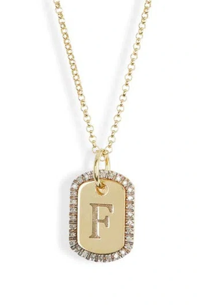 Meshmerise Diamond Initial Dog Tag Pendant Necklace In Yellow-f
