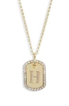 Meshmerise Diamond Initial Dog Tag Pendant Necklace In Yellow-h