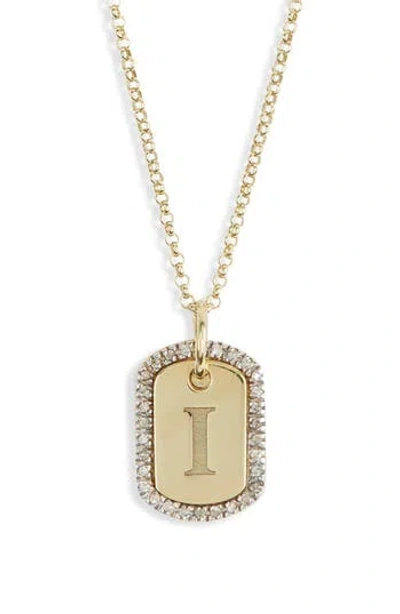 Meshmerise Diamond Initial Dog Tag Pendant Necklace In Yellow-i