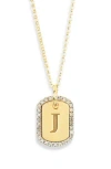 Meshmerise Diamond Initial Dog Tag Pendant Necklace In Yellow-j