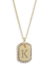 Meshmerise Diamond Initial Dog Tag Pendant Necklace In Yellow-k