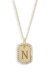 Meshmerise Diamond Initial Dog Tag Pendant Necklace In Yellow-n