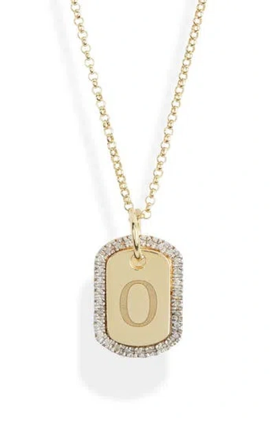 Meshmerise Diamond Initial Dog Tag Pendant Necklace In Yellow-o