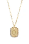 Meshmerise Diamond Initial Dog Tag Pendant Necklace In Yellow-q