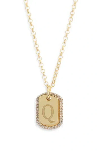 Meshmerise Diamond Initial Dog Tag Pendant Necklace In Yellow-q