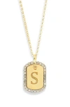 Meshmerise Diamond Initial Dog Tag Pendant Necklace In Yellow-s