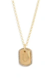 Meshmerise Diamond Initial Dog Tag Pendant Necklace In Yellow-u