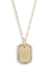Meshmerise Diamond Initial Dog Tag Pendant Necklace In Yellow-w
