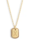 Meshmerise Diamond Initial Dog Tag Pendant Necklace In Yellow-x