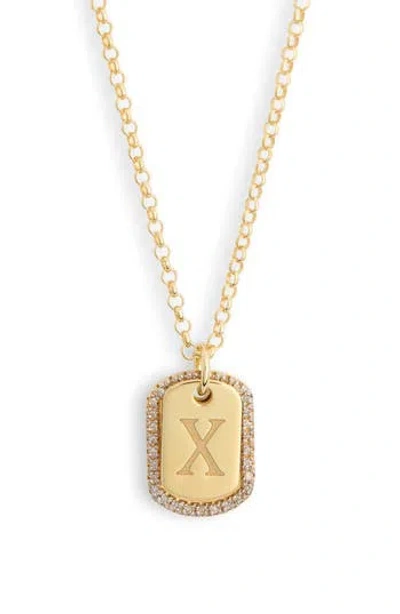Meshmerise Diamond Initial Dog Tag Pendant Necklace In Yellow-x