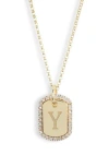 Meshmerise Diamond Initial Dog Tag Pendant Necklace In Yellow-y