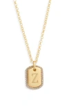 Meshmerise Diamond Initial Dog Tag Pendant Necklace In Yellow-z