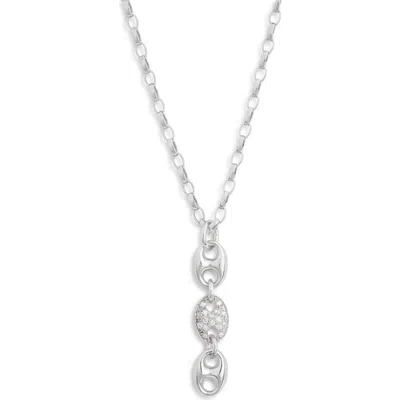 Meshmerise Diamond Link Pendant Necklace In White