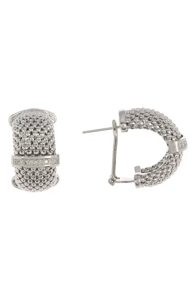 Meshmerise Diamond Mesh French Clip Earrings In White