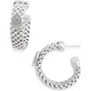 Meshmerise Diamond Oval Hoop Earrings In White Gold