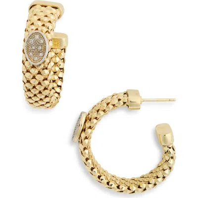 Meshmerise Diamond Oval Hoop Earrings In Yellow Gold