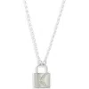 Meshmerise Diamond Padlock Initial Pendant Necklace In Silver
