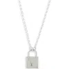 Meshmerise Diamond Padlock Initial Pendant Necklace In Silver