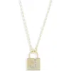 Meshmerise Diamond Padlock Initial Pendant Necklace