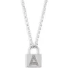 Meshmerise Diamond Padlock Initial Pendant Necklace In White-a