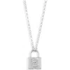 Meshmerise Diamond Padlock Initial Pendant Necklace In White-b