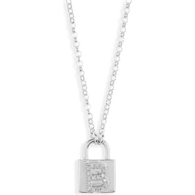 Meshmerise Diamond Padlock Initial Pendant Necklace In White-b