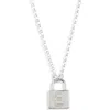 Meshmerise Diamond Padlock Initial Pendant Necklace In White-e
